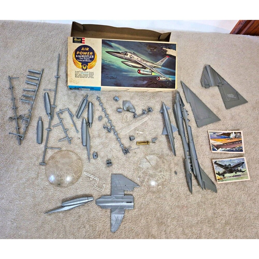 Vintage Revell B-58 Hustler Air Power Model Kit H-143 Parts Box Incomplete